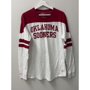 Three Square Oklahoma Sooners Jersey T-Shirt  Womens Large White Crimson NCAA
